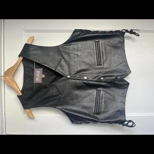 Wilsons Mens Leather Vest with Side Laces, Motorcycle Jacket